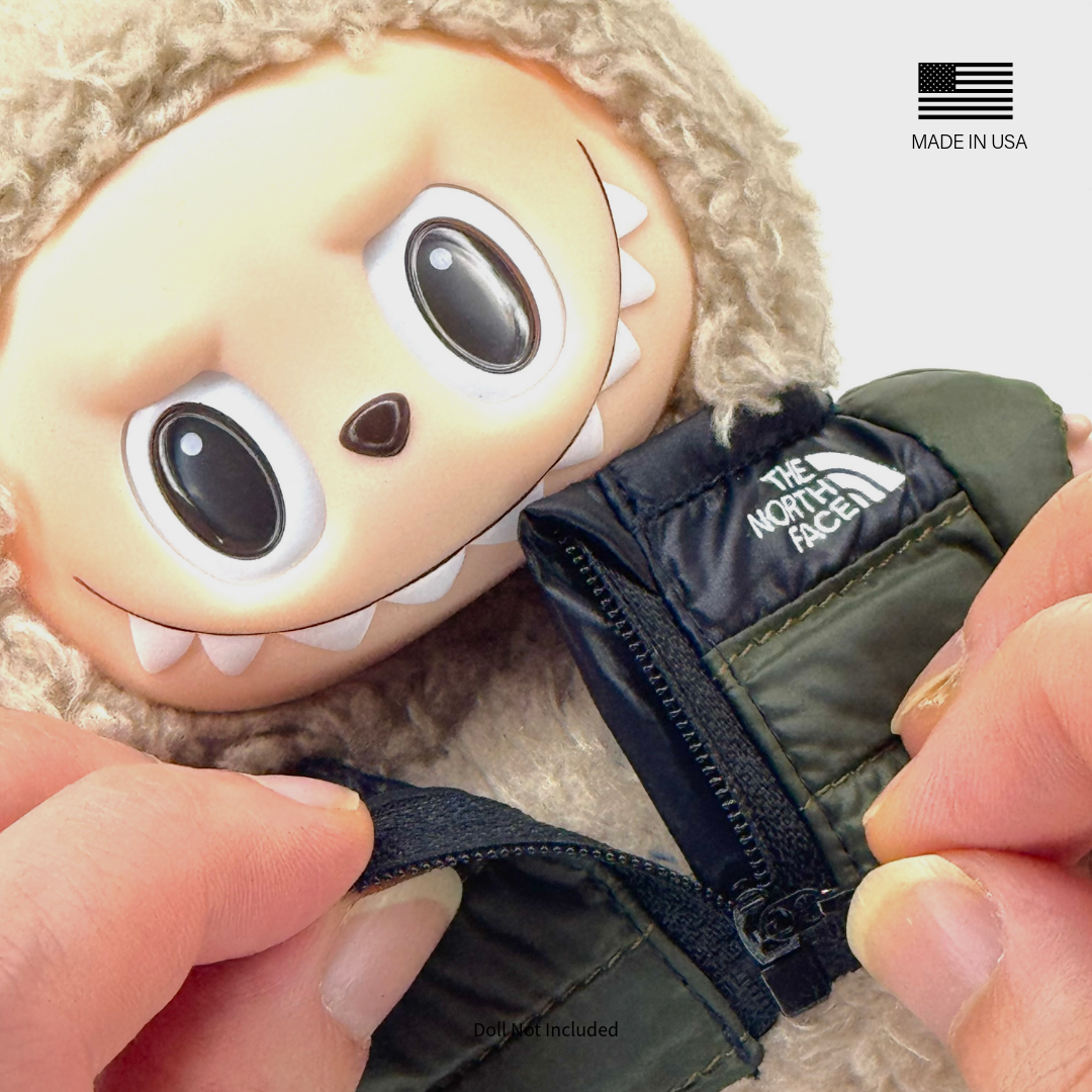 Labubu North Face Puffer Jacket - Army Green