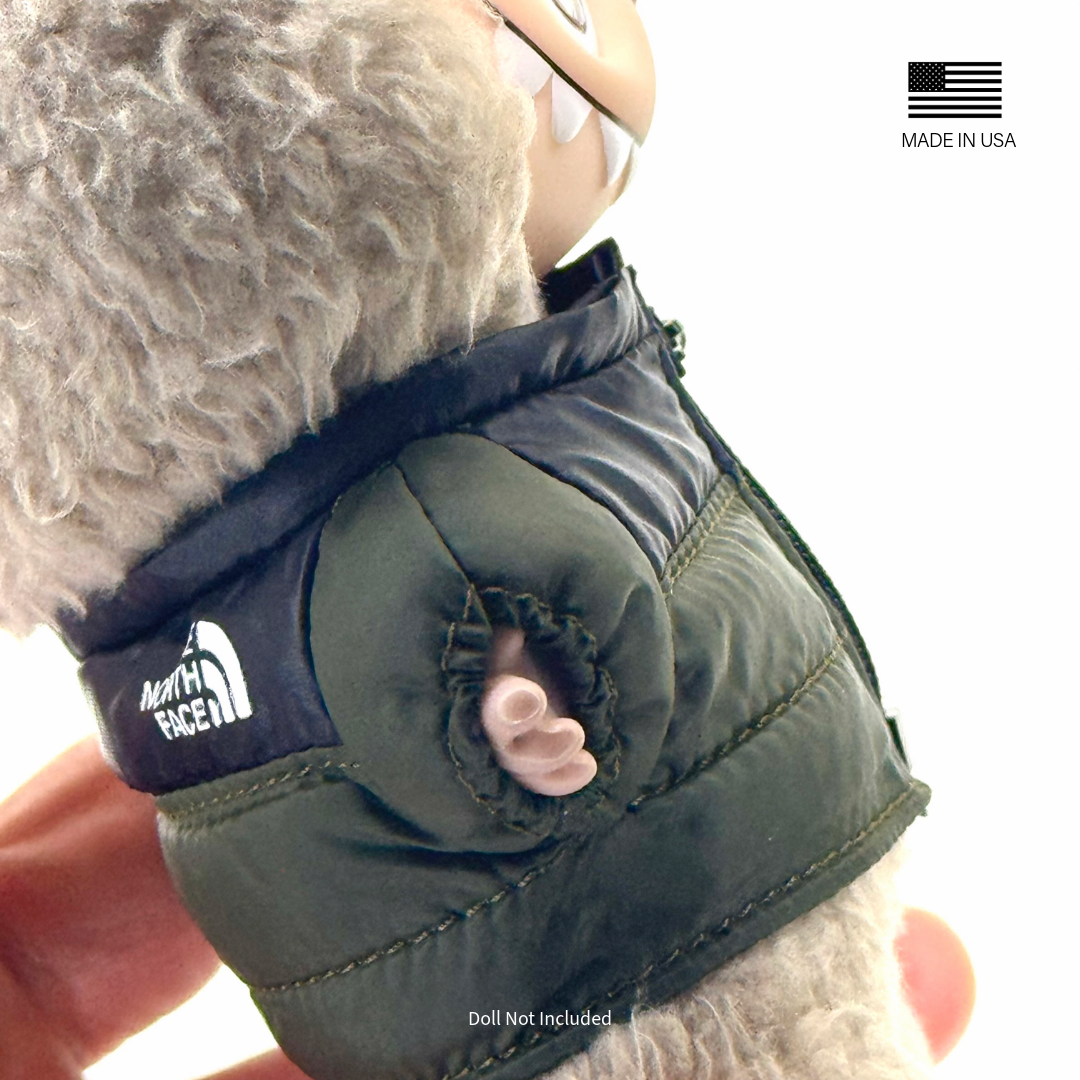 Labubu North Face Puffer Jacket - Army Green