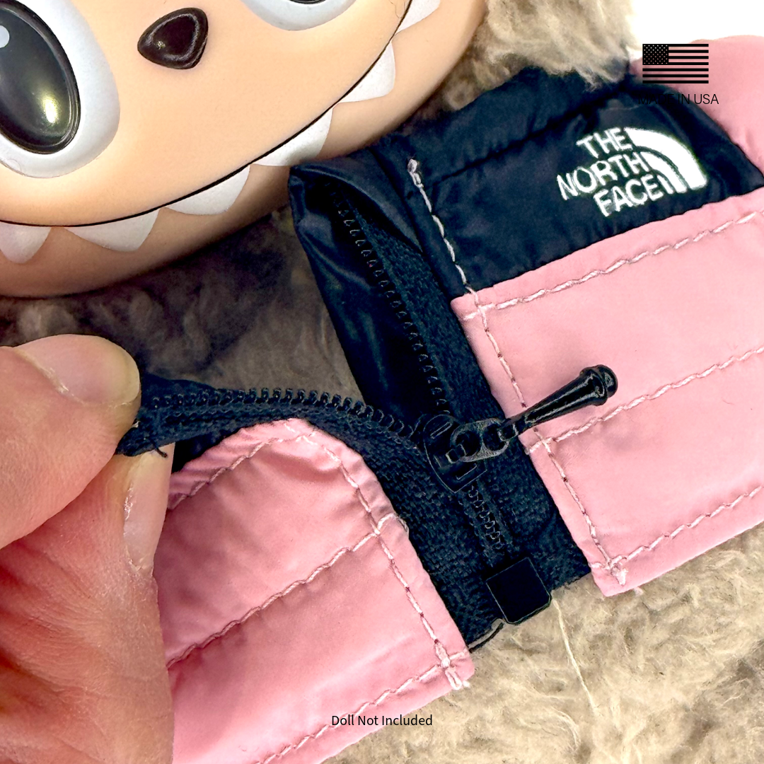 Labubu North Face Puffer Jacket - Powder Pink